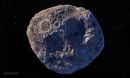 Illustration of the asteroid Psyche in partial darkness