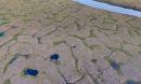 aerial image of ice wedge polygons next to Kaktovik Lagoon