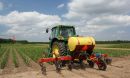 tractor  in a corn field at the NSF Kellogg Biological Station LTER site.