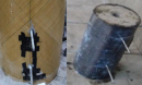 Samples of cement-polyvinyl fiber mixture; fiberglass column; carbon fiber column; nickel titanium