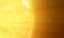 Illustration depicting the relative sizes of the sun and Earth.