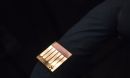 A close-up image of a polymer solar cell developed by Jinsong Huang