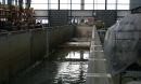 Photo of the Seawall experiment in the Large Wave Flume at Oregon State University.