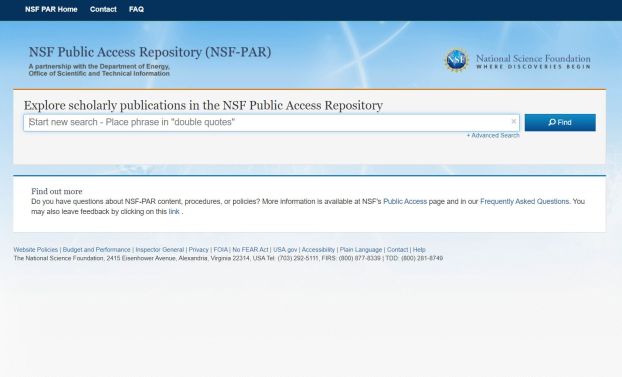 Screen capture of NSF Public Access Repository