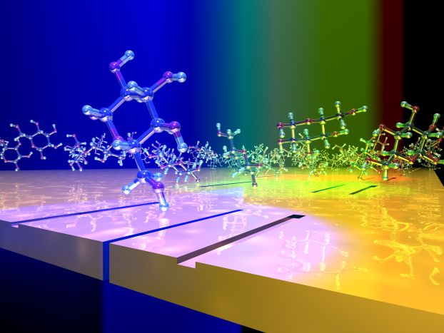 Illustration of glucose molecules on top of a surface