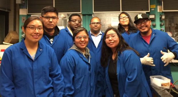 Students and faculty and Navajo Technical University work on electrochemical detection techniques under an NSF grant.