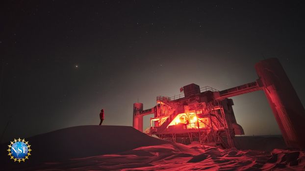 Bright moon illuminates IceCube South Pole Neutrino Observatory