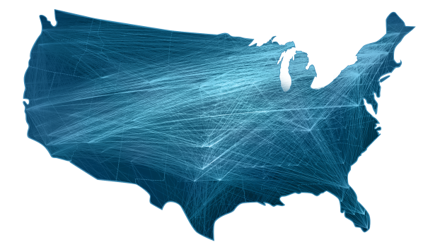 US Map with network lines