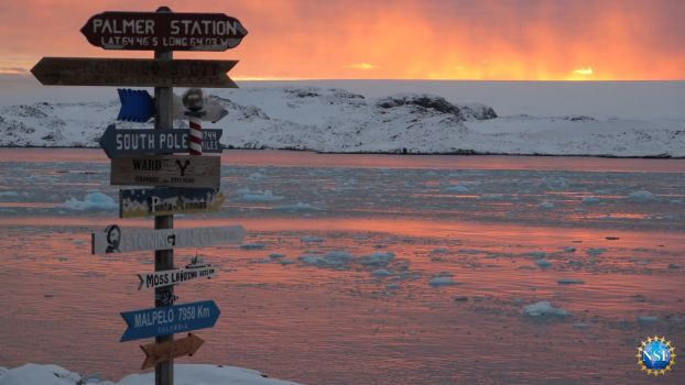 direction signs in Palmer Station Antarctica