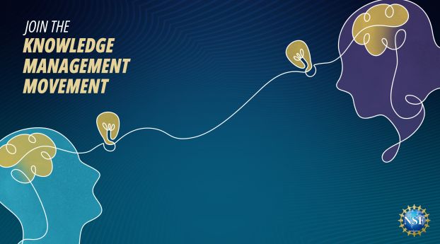 Zoom background encouraging viewer to join the Knowledge Management Movement.