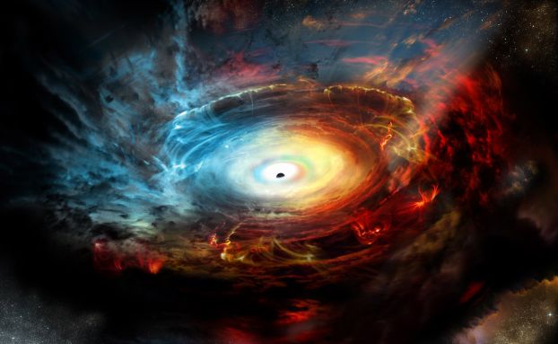 Artist's impression of heart of galaxy NGC 1068, which harbors an actively feeding, supermassive black hole