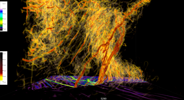 Computer simulation with orange and reddish streaks.