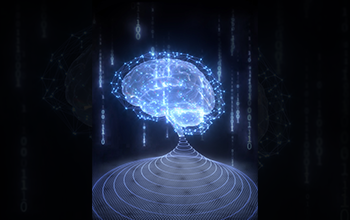 An artist's interpretation of the brain-like computing power behind a new synaptic transistor developed by researchers. Experiments show the transistor goes beyond simple machine-learning tasks to categorize data and is capable of performing associative learning.