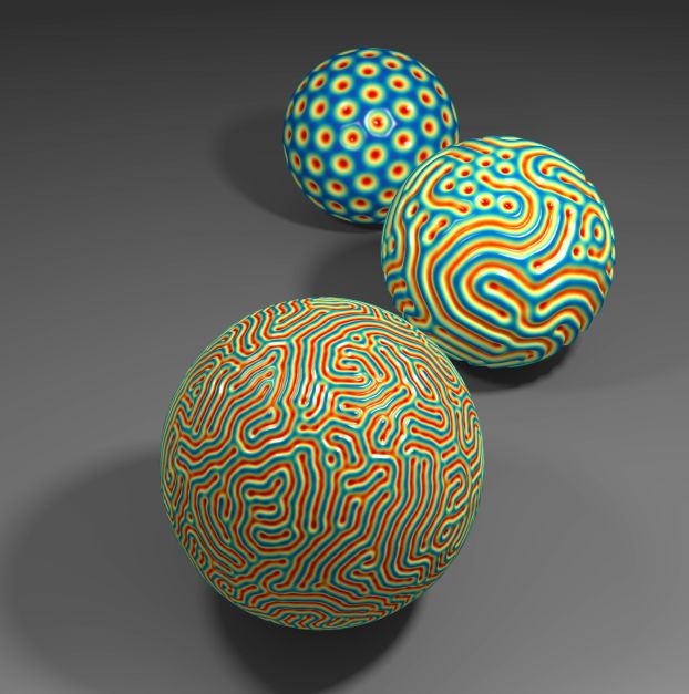 Sphere with hexagon/labyrinthine pattern combination