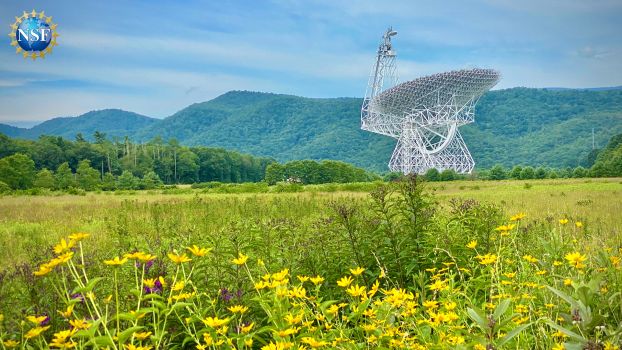 Green Bank Telescope in the summer flower fields