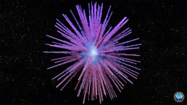 An artist's conception of supernova remnant Pa 30 - resembling a spikey ball