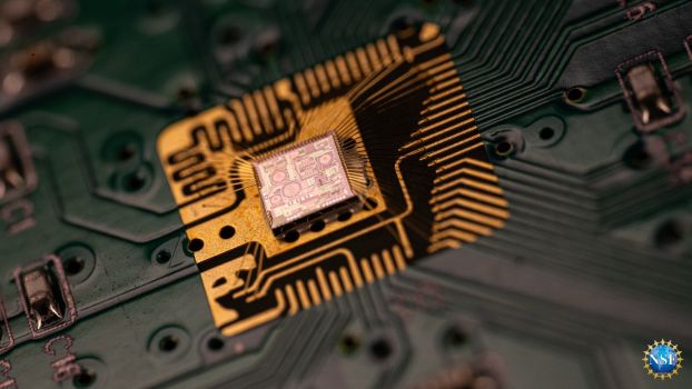 up-close view of a microchip