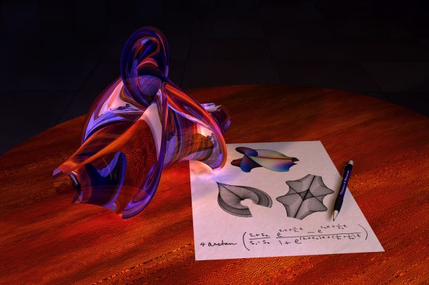 Sheet of paper showing sketches of Kuen's surface and the expression that describes it