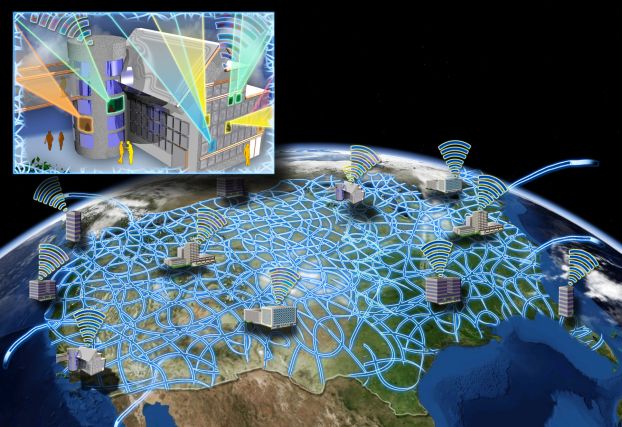 An illustration of internet connections across the U.S.