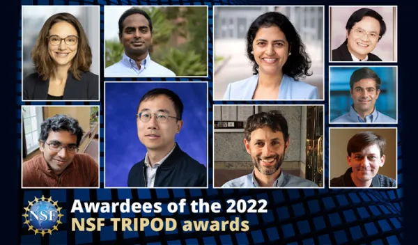 a collage of men and woman's faces for NSF TRIPODS 2022 awardees'