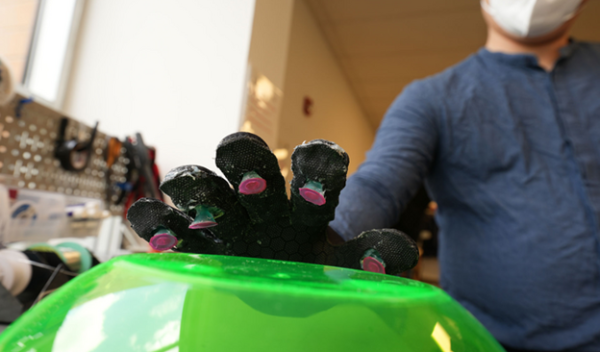 man wearing glove