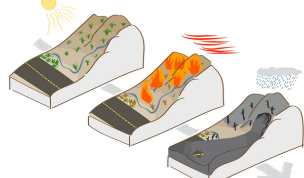 graphic figures of landslide over road