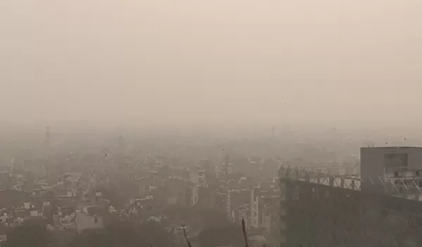 buildings hiding behind air pollution