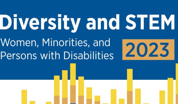 blue and yellow banner with text Diversity and STEM: Women, Minorities, and persons with disabilities 2023