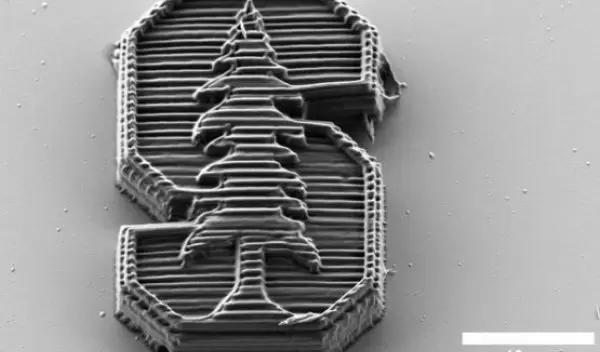 Microscale Stanford 'S' printed using Nanocluster Composite Photoresist.