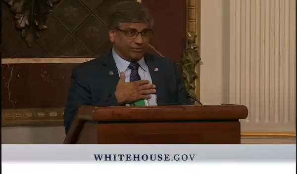 Dr. Panch speaking at the White House