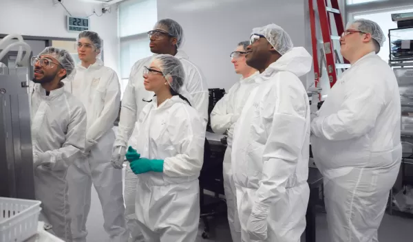 Cleanroom training activity, 2022 REU participants, Boston University Photonics Center