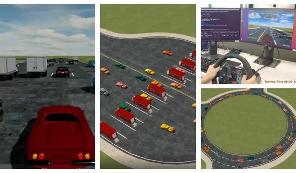 Illustration of driving simulation by a new UCLA-led open-source, artificial intelligence-powered simulation platform, MetaDriverse.