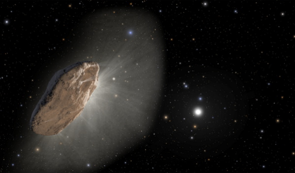 Artist's depiction of the interstellar comet 'Oumuamua as it warmed up in its approach to the sun