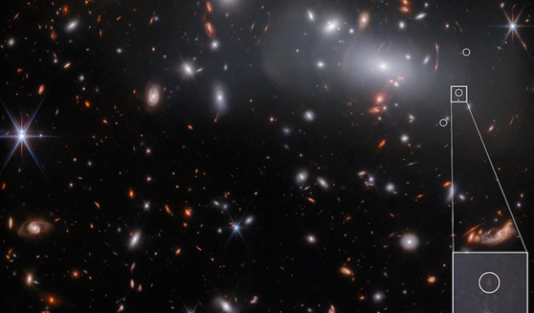 A look more than 13 billion years into the past at a minuscule galaxy present shortly after the Big Bang