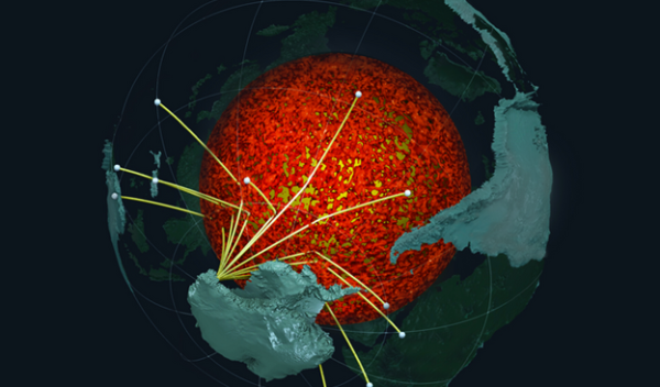 Seismic waves from earthquakes in the Southern Hemisphere are recorded by sensors in Antarctica.