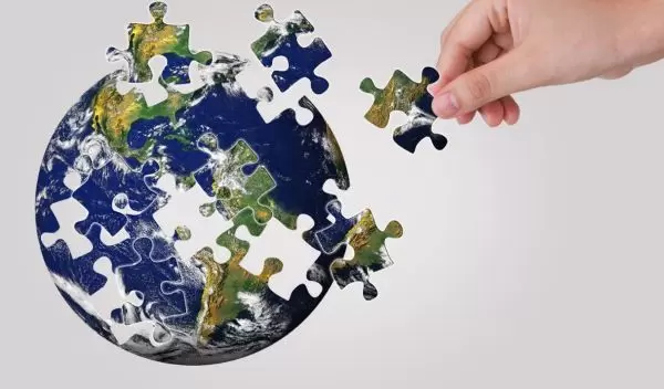 earth shape made of puzzle pieces