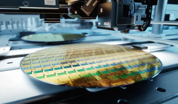 Close-up Shot of Silicon Wafer in Bright light