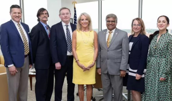 NSF Director Sethuraman Panchanathan welcomed U.S. Ambassador to Brazil Elizabeth Frawley Bagley to NSF headquarters
