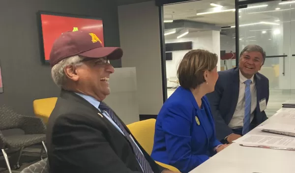 U.S. National Science Foundation Director Sethuraman Panchanathan and Sen. Amy Klobuchar (D-MN) at the University of Minnesota, Twin Cities.