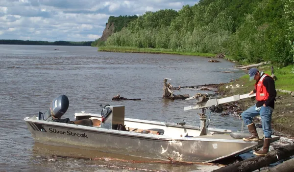 The Yukon River near Pilot Station, Alaska, during the first field trip in the project.