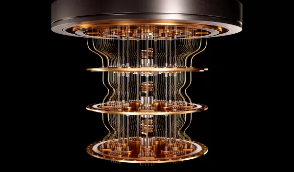 Quantum computer black background 3d render