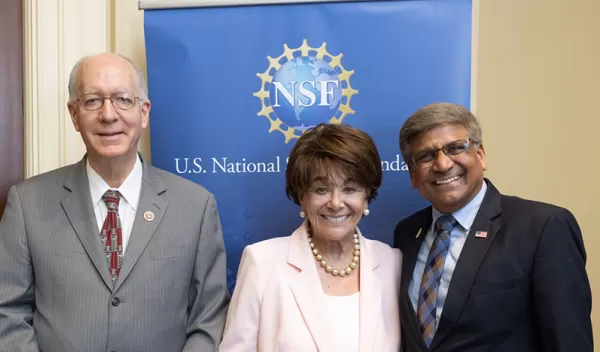 Dr. Panch, alongside House AI Caucus co-chair Rep. Anna Eshoo (D-CA) and Rep. Bill Foster (D-IL) at the National Artificial Intelligence Research Resource (NAIRR) Pilot demo day.