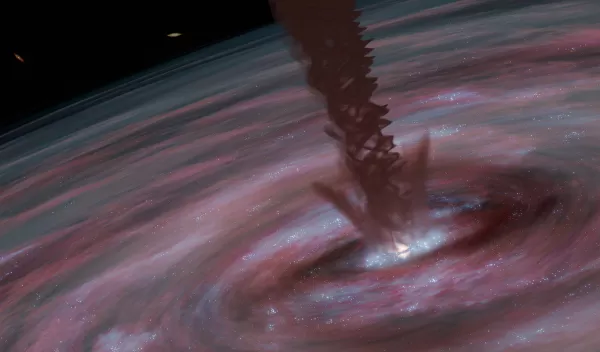 Supermassive Black Hole Appears to Grow Like a Baby Star