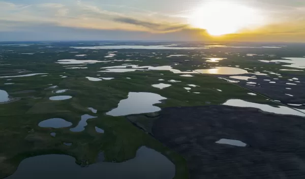 Drone Image of the Prairie Pothole Region located west of Jamestown, North Dakota.