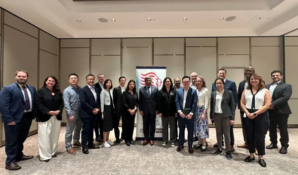 NSF Director Sethuraman Panchanathan meets with industry members at the American Club in Singapore on Nov. 20, 2024.