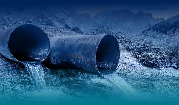water coming out of a big pipe