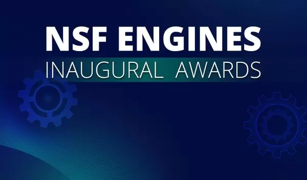 banner for the NSF Engines Inaugural Awards with blue background