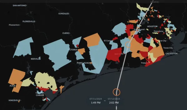 Resilitix EmergenCITY used for near real-time monitoring of evacuation patterns in the wake of Hurricane Beryl