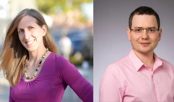 Portrait of Jennifer Dionne and Mark Braverman for the 2019 Waterman award