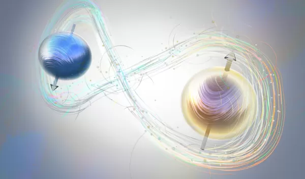 Illustration depicting quantum entanglement of two particles